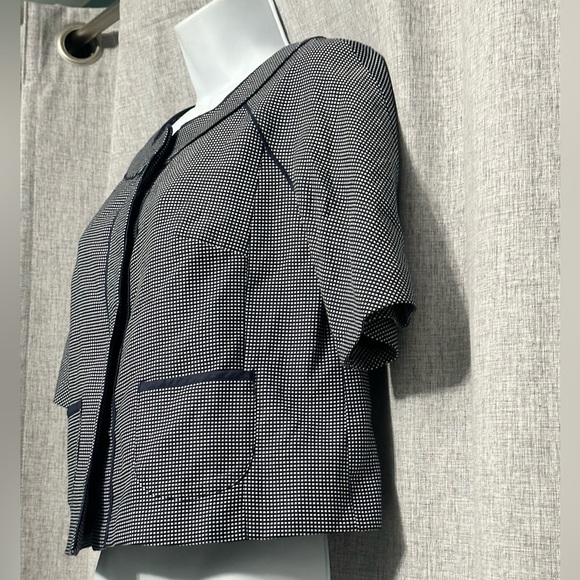 Loft Blazer Tweed Style Blue Short Sleeve w/ Pockets Sz 6P Women’s EUC Lined - Picture 3 of 5